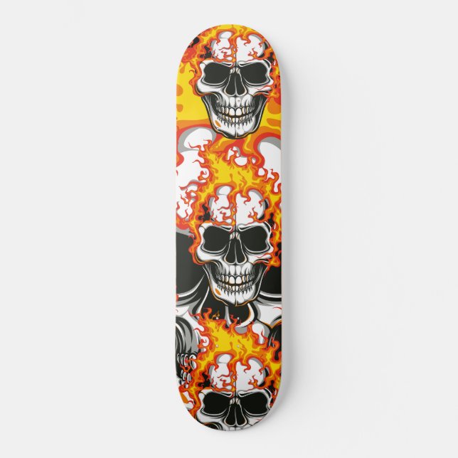 Flammenschädel am Feuer Skateboard (Vorderseite)