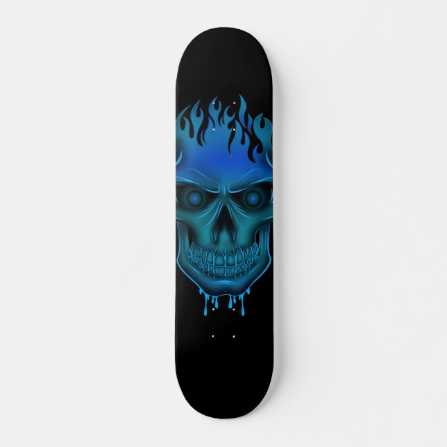 Flammenschädel - blau skateboard (Vorne)