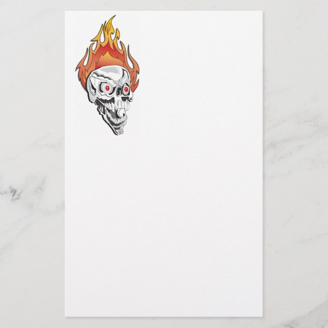 Flammenschädel Briefpapier (Vorderseite)