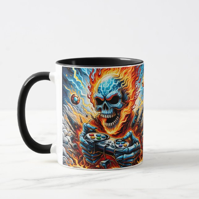 Flammenschädel-Gamer Tasse (Links)