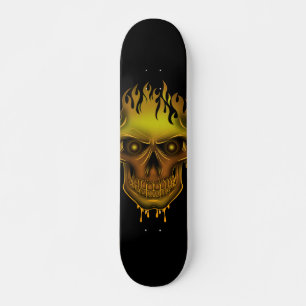Flammenschädel - Gold Skateboard