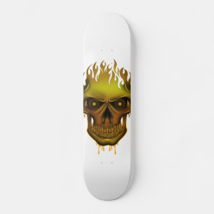 Flammenschädel - Gold Skateboard