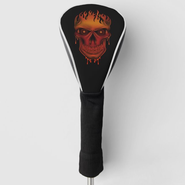 Flammenschädel Golf Headcover (Vorderseite)