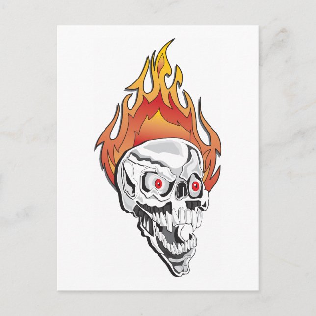 Flammenschädel Postkarte (Vorderseite)