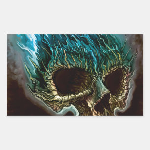 Flammenschädel Rechteckiger Aufkleber