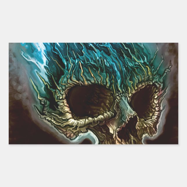 Flammenschädel Rechteckiger Aufkleber (Vorderseite)