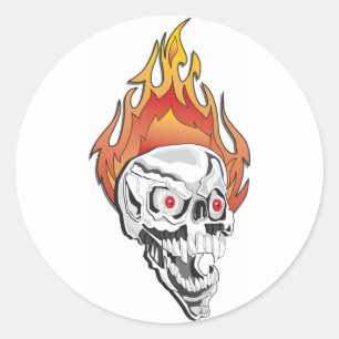 Flammenschädel Runder Aufkleber