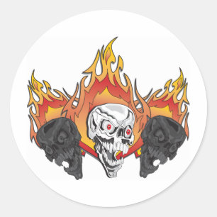 Flammenschädel Runder Aufkleber