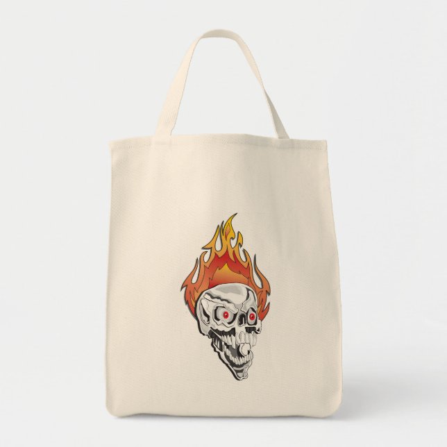 Flammenschädel Tragetasche (Vorne)