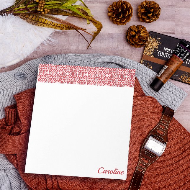 Flammenskarlett mit weißem Crochet-Spitzentyp Notizblock (Von Creator hochgeladen)