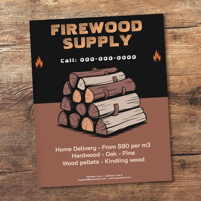 Flammensymbol - Brennholzlieferung Flyer (Flame Icon - Firewood Supply Flyer)