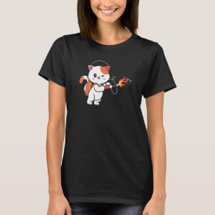 Flammenwerfer Katze Flamethrower Feuer Waffe Kitty T-Shirt