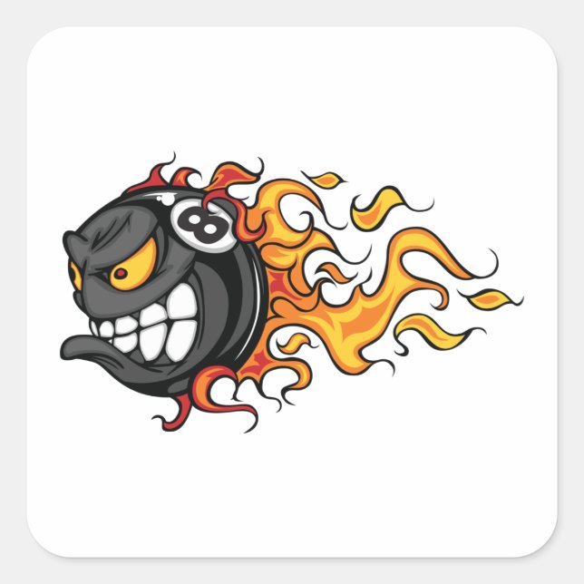 Flammkugel Quadratischer Aufkleber (Vorderseite)