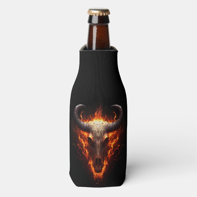 Flammkuh Skull Goth Flaschenkühler (Flaschenvorderseite)