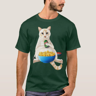 Flammpunkt Siamische weiße Katze mit einer Limonad T-Shirt