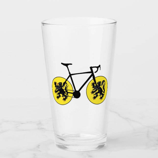 Flandern-Flaggenradfahren Glas (Vorderseite)