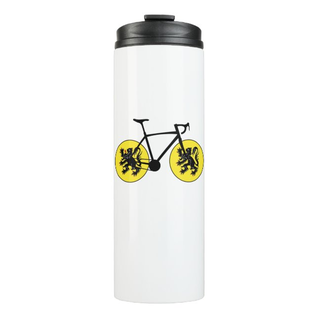 Flandern-Flaggenradfahren Thermosbecher (Vorderseite)