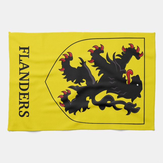 Flandern Wappen Heraldischer Löwe Geschirrtuch (Horizontal)