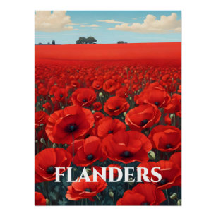 Flanders Belgien Mohnfelder Reiseplakat Poster