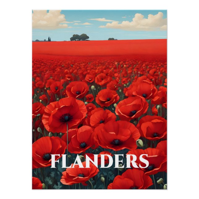 Flanders Belgien Mohnfelder Reiseplakat Poster (Vorderseite)