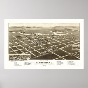 Flandreau, panoramische Karte Sd - 1883 Poster