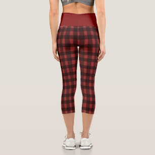Flanell & Fizz Winter Rot & Schwarz kariert Jungge Capri Leggings