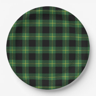 Flanell-grüner Büffel-karierter Muster-Fall-Herb Pappteller