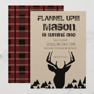Flanell Plaid Weihnachten Hirsch Geburtstagsfeier Einladung