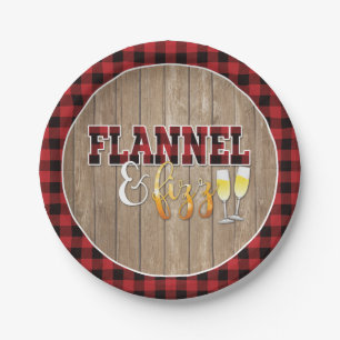 Flanell und Fizz Papierplatte - Rot - Holz Pappteller