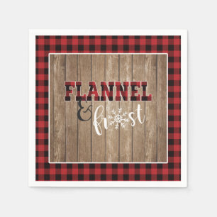 Flanell- und Frost-Papier-Serviette - Rot - Holz Serviette