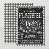 Flanell und Frostfest Party Einladung weiß