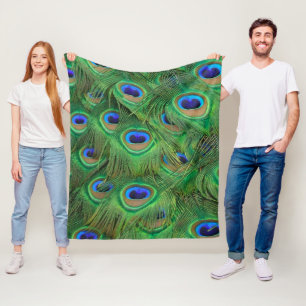 Flanelldecke, Schönes Pfauenfedern Foto Fleecedecke