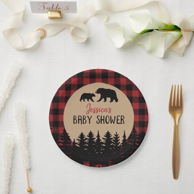 Flannel Adventure Bear Babydusche Dekoration Pappteller (Hochzeit)