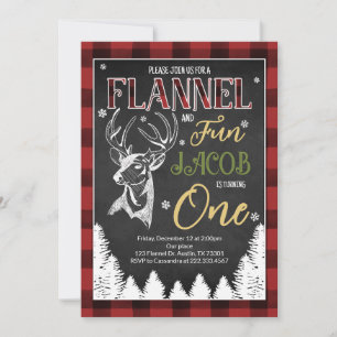 Flannel and Fun First Birthday Einladung