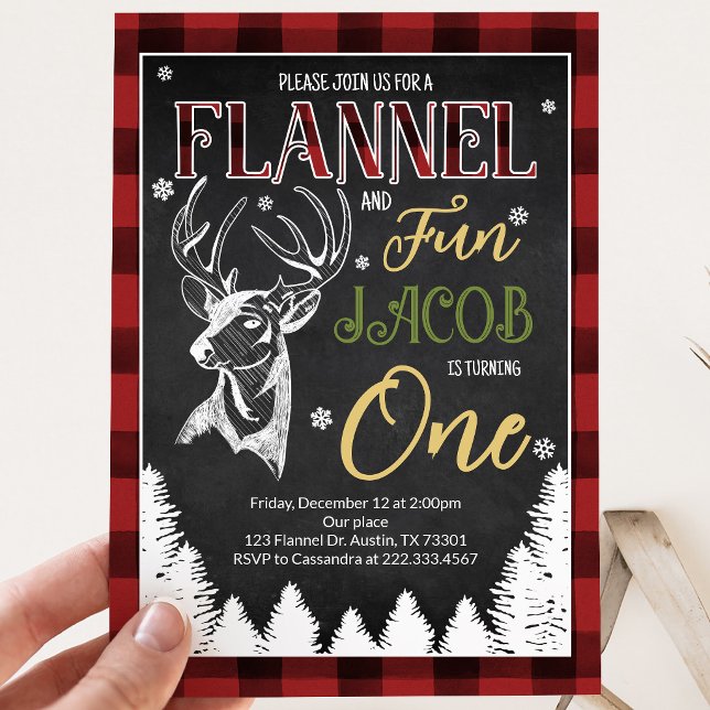 Flannel and Fun First Birthday Einladung (Von Creator hochgeladen)
