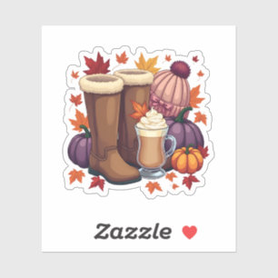 Flannel Boots Pumpkin Gewürz Latte Herbst Herbst Aufkleber
