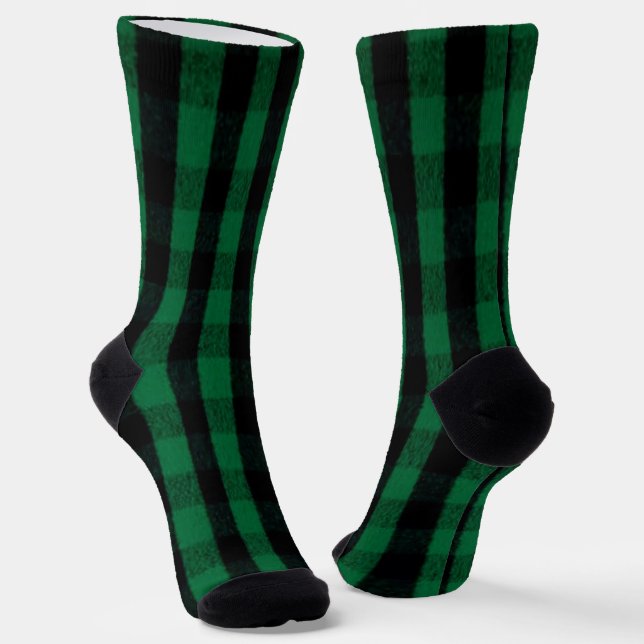 Flannel Buffalo Kariert Grüne Lumberjack-Textur Socken (Gewinkelt)
