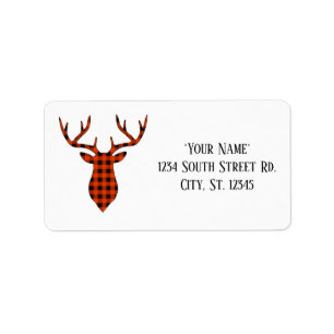 Flannel Deer Head Address Labels Adressaufkleber