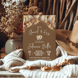 Flannel & Fizz, Kariert, Champagner-Brautparty Einladung