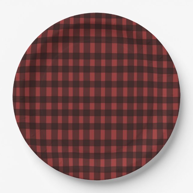 Flannel & fizz winter red &  black bridal shower pappteller (Vorderseite)