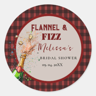 Flannel & fizz Winterrot & schwarz Brautparty Runder Aufkleber
