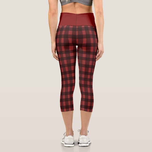 Flannel & fizz Winterrot & schwarz pl Brautparty Capri Leggings (Rückseite)