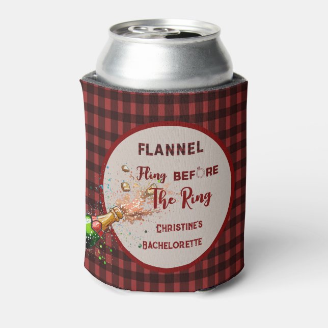 Flannel Fling vor der Ring rot kariert Bachelorett Dosenkühler (Kanne Rückseite)