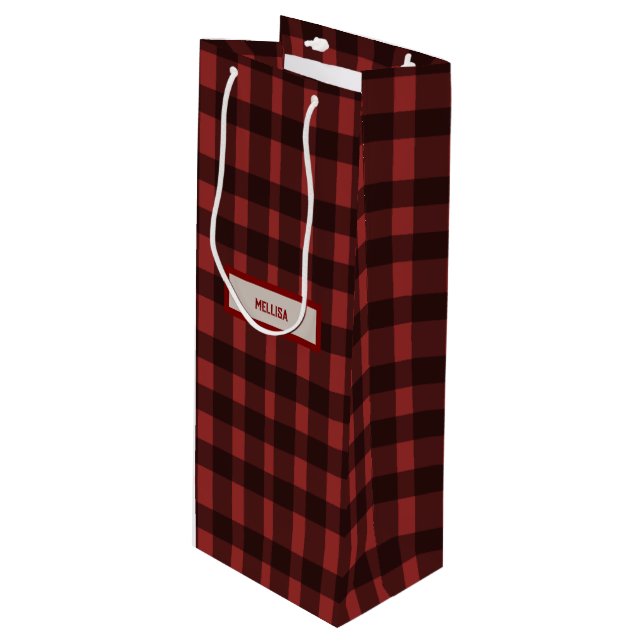 Flannel Fling vor der Ring rot kariert Bachelorett Geschenktüte Für Weinflaschen (Vorderseite Schrägansicht)