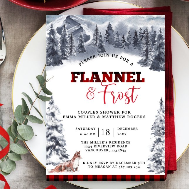 Flannel & Frost Paare Dusche, Berge und Fuchs Einladung (Von Creator hochgeladen)