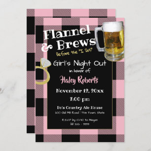 Flannel Girls Night Out Junggeselinnen-Abschied Einladung