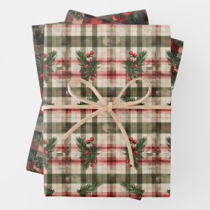 Flannel Kariert Winter Holiday Gift Geschenkpapier Set