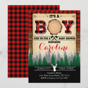 Flannel Lumberjack Babydusche Einladung