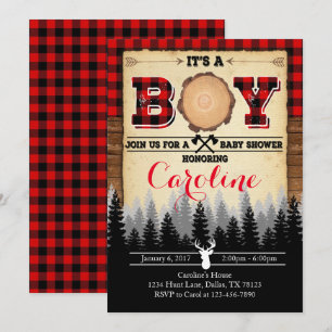 Flannel Lumberjack Babydusche Einladung