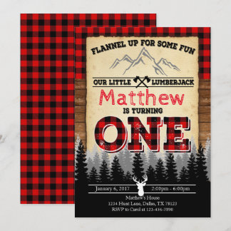 Flannel Lumberjack Geburtstagsparty Einladung